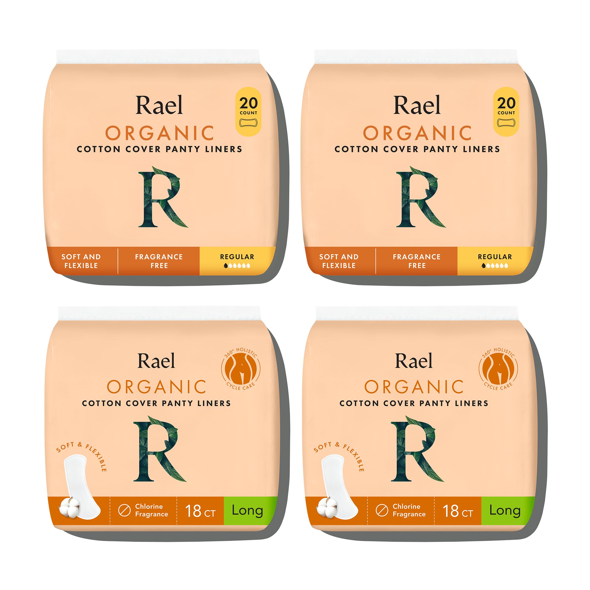 Regular + Long Bundle Unscented Panty Liners Made With Organic Cotton